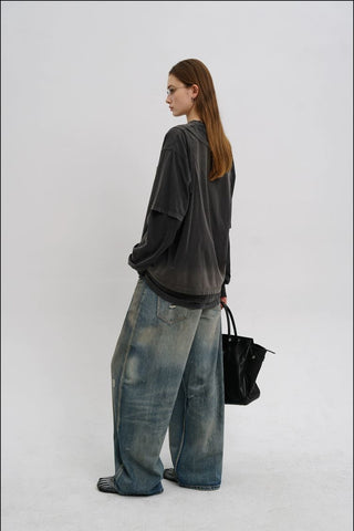 [MASONPRINCE] Washed Layered Long Tee / Hoodie