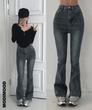 Spring planning 6-color daily Flared high-waist pt
