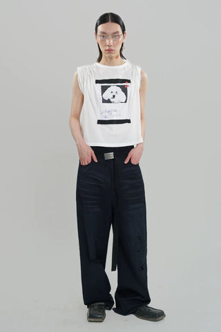 [MASONPRINCE] Graffiti Dog Print Washed Tee