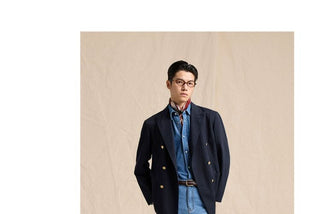 [CULTUM] Cotton Twill Double-Breasted Blazer