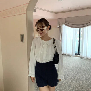 Pintuck lace blouse