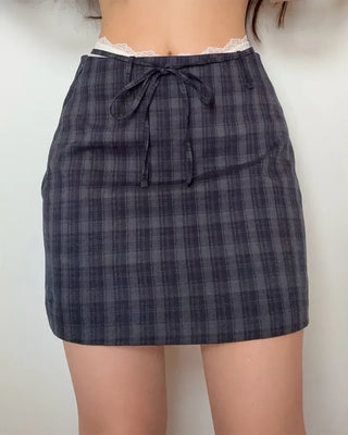 [1st Re-release] (ORIGINAL) Check A-line Mini Skirt