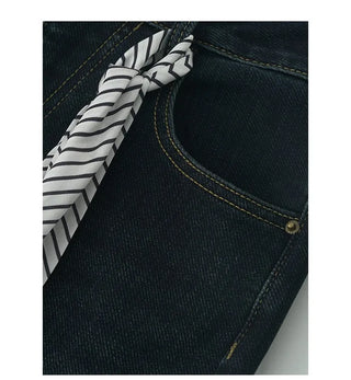 Waist scarf denim pants