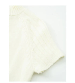 High-neck short-sleeved knit t-shirt