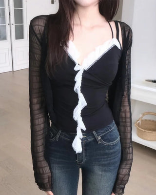 wrap lace sleeveless (3color)