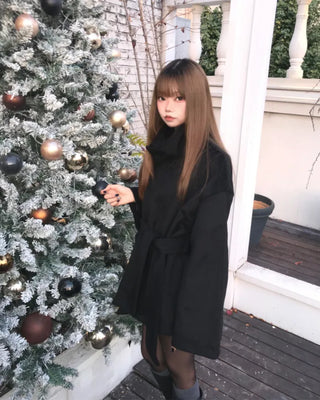 HIGH NECK BELTED HALF COAT (3color)