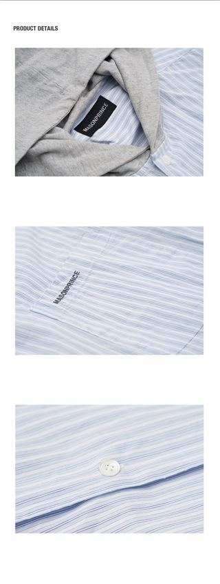 [MASONPRINCE] Oversized Hooded Striped Shirt