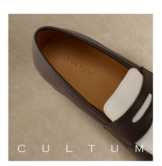 [CULTUM] Two-Tone Leather Penny Loafers