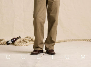 [CULTUM] Washed Cotton High Waist Deck Pants