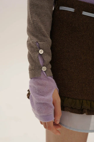 [Moromoro2] Asymmetric Collar Layered Knit  Sweater