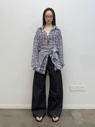 NEVERSEEZ Patchwork Plaid Shirt