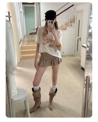 [NECY] Velvet Corduroy Double Breasted Miniskirt