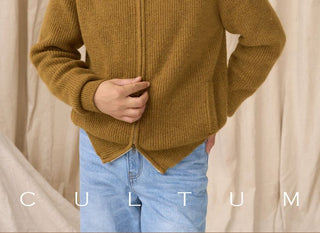 [CULTUM] Wool Stand Collar Double Zip Cardigan