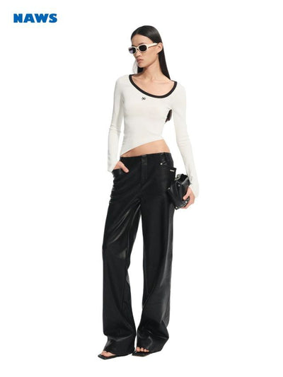 [NOTAWEAR] Matte Faux Leather Straight Leg  Pants
