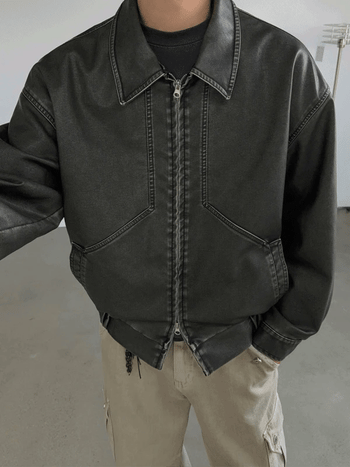 Editor Washed Leather Jacket