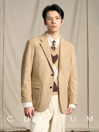 [CULTUM] Faux Suede Ivy Style Blazer Jacket