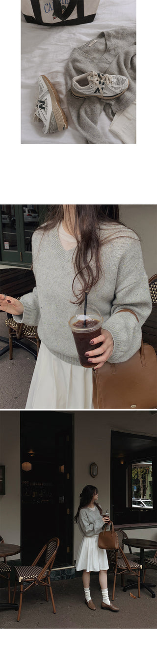 (Over 10,000 sold) V-neck knit - 5 colors