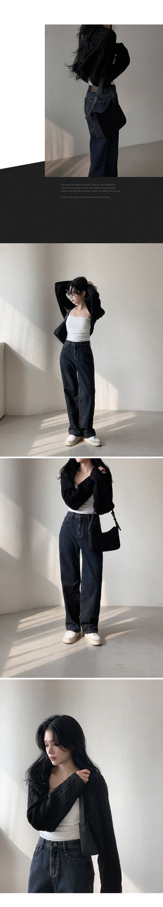 (basic/long) Fleece-lined wide-leg denim pants - 4 sizes