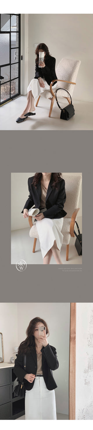 Single-breasted semi-cropped jacket - 4 colors