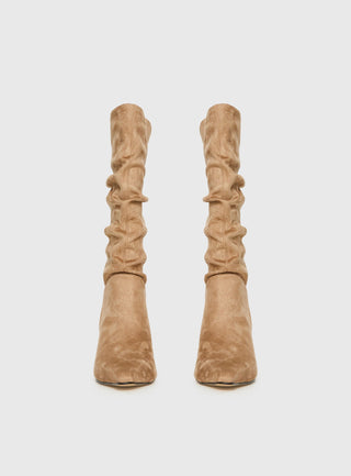 Such A Charmer Faux Suede Scrunch Boot Tan
