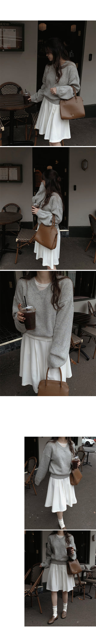 (Over 10,000 sold) V-neck knit - 5 colors