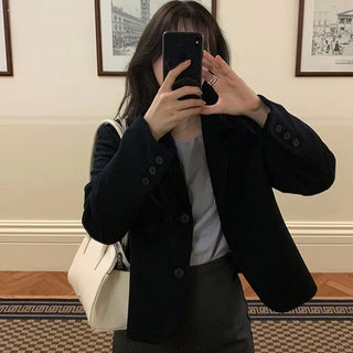 Single-breasted semi-cropped jacket - 4 colors