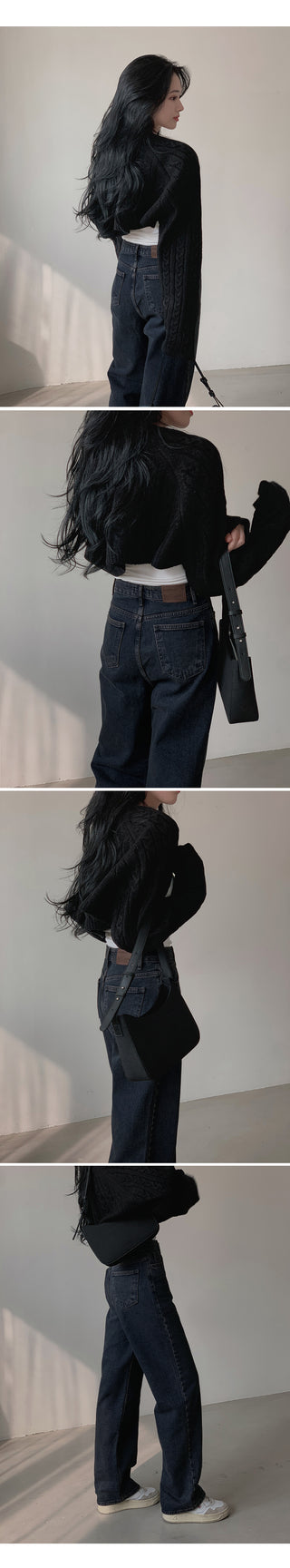 (basic/long) Fleece-lined wide-leg denim pants - 4 sizes