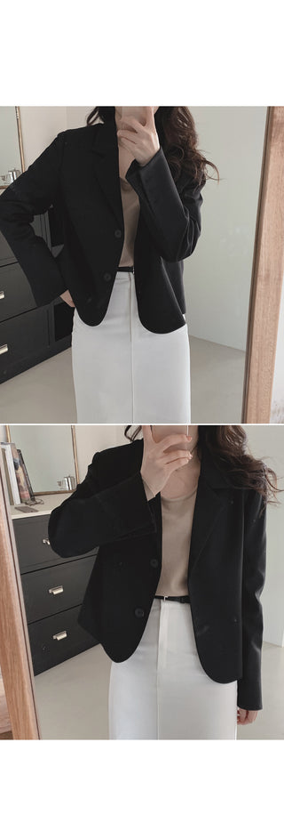 Single-breasted semi-cropped jacket - 4 colors