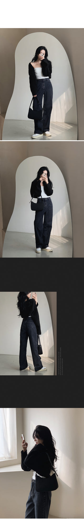 (basic/long) Fleece-lined wide-leg denim pants - 4 sizes