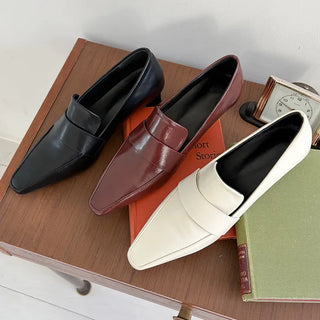 (4cm) Leather Loafers Low Heel Pumps Shoes