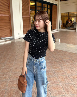 Polka Dot Half-Sleeve T-Shirt