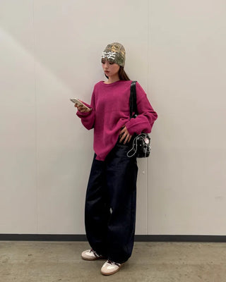 Crew neck slit knit
