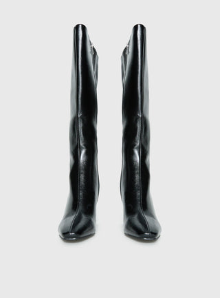 Sawyer Knee High Boots Black Crinkle