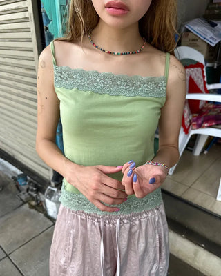 Wide lace square neck camisole