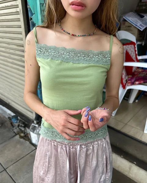 Wide lace square neck camisole