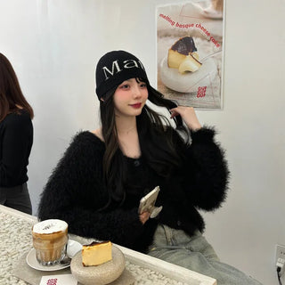 Fur knit cardigan