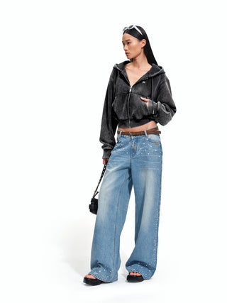 Sparkly Cropped Hoodie