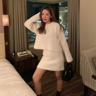 Sleeve knit & skirt set