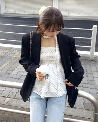 Scarf set with polka dot design sleeveless top