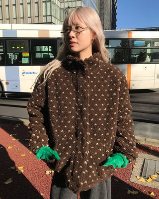 Dot fleece zip-up