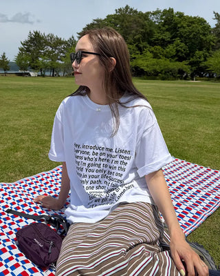 (Unisex) Lettering Loose Fit Half Sleeve T-Shirt