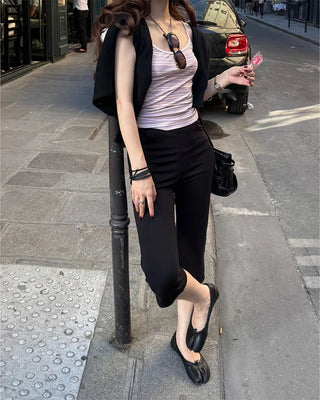 Slit Slim Capri Pants