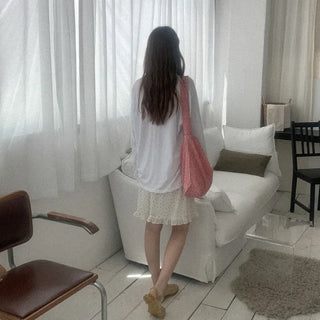 Polka Dot Frill Midi Skirt