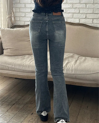 Washed bootcut denim