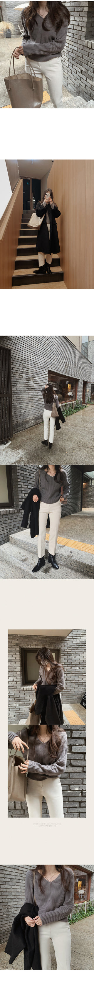 Slim cashmere ribbed knit - 4 colors