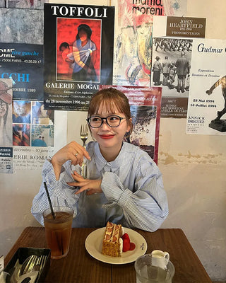 Puff-sleeve striped blouse