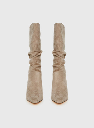 Such A Charmer Faux Suede Scrunch Boot Taupe