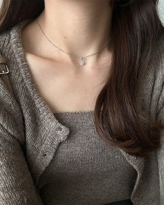 Flower Cubic Ball Chain Necklace