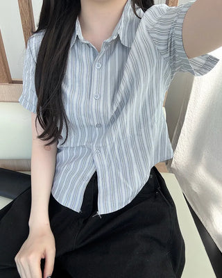 Striped short-sleeved shirt