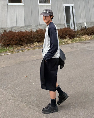 Color-block raglan long-sleeved T-shirt